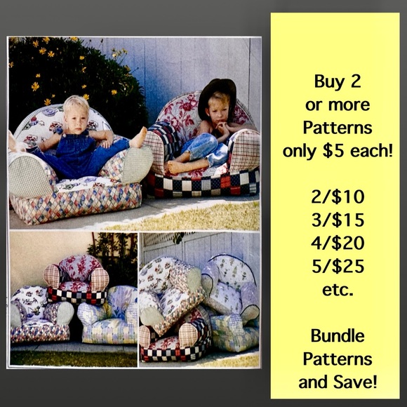McCall’s 9665 Kids’ Chairs Uncut Sewing Pattern - Picture 1 of 8